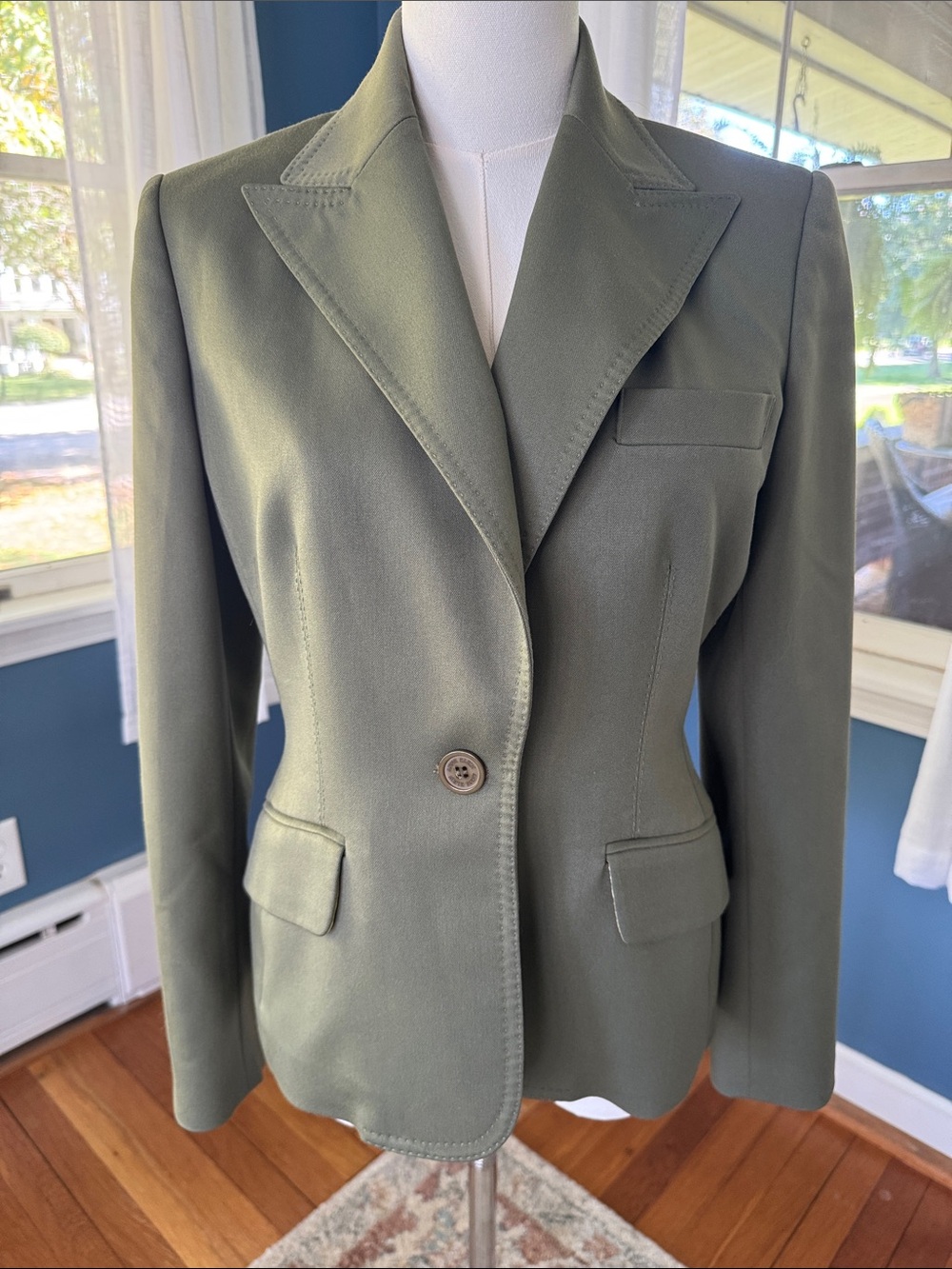 Anne Klein Olive Tailored Single-Button Blazer